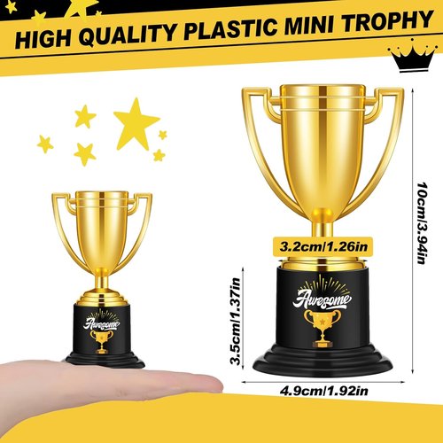 Fulmoon 24 Pack Gold Trophy Awards - Fun Plastic Trophies for Kids & Adults | Perfect for Parties & Competitions