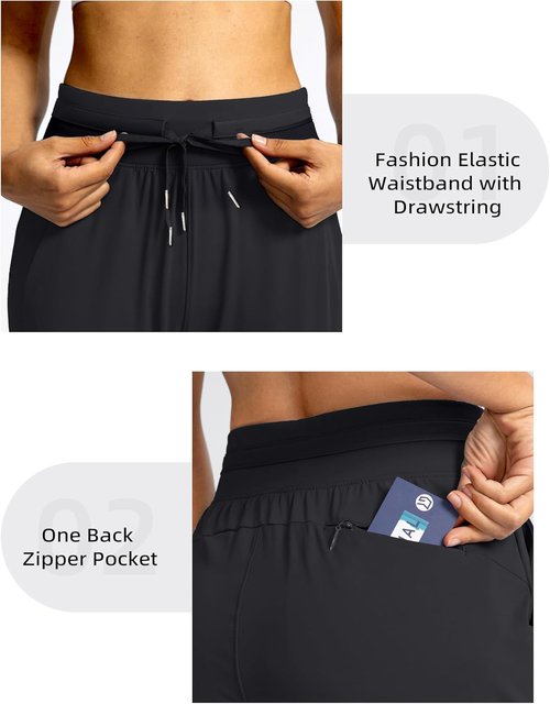 G Gradual Women's Joggers - High Waisted Athletic Sweatpants with Zipper Pockets | Tapered Design for Workout & Lounge