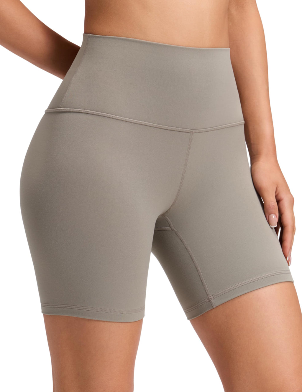 CRZ YOGA ButterLuxe Biker Shorts 6" - High Waisted Workout Running Volleyball Spandex Yoga Womens Warm Ash Grey X-Large