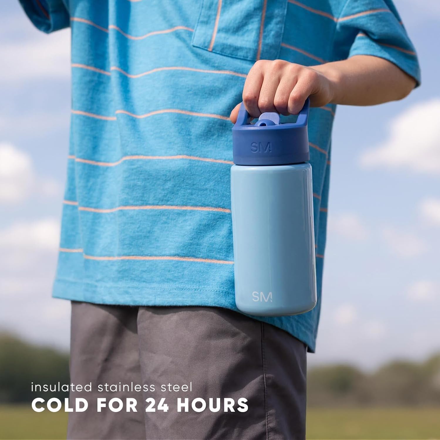 Simple Modern Kids Summit Water Bottle - 18oz Insulated Stainless Steel Tumbler with Straw Lid | Sports Balls Design