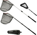 ZENFUN Fishing Net - Telescopic Pole Handle, Collapsible Nylon Mesh for Freshwater & Saltwater | Extends to 51" (Black, White)