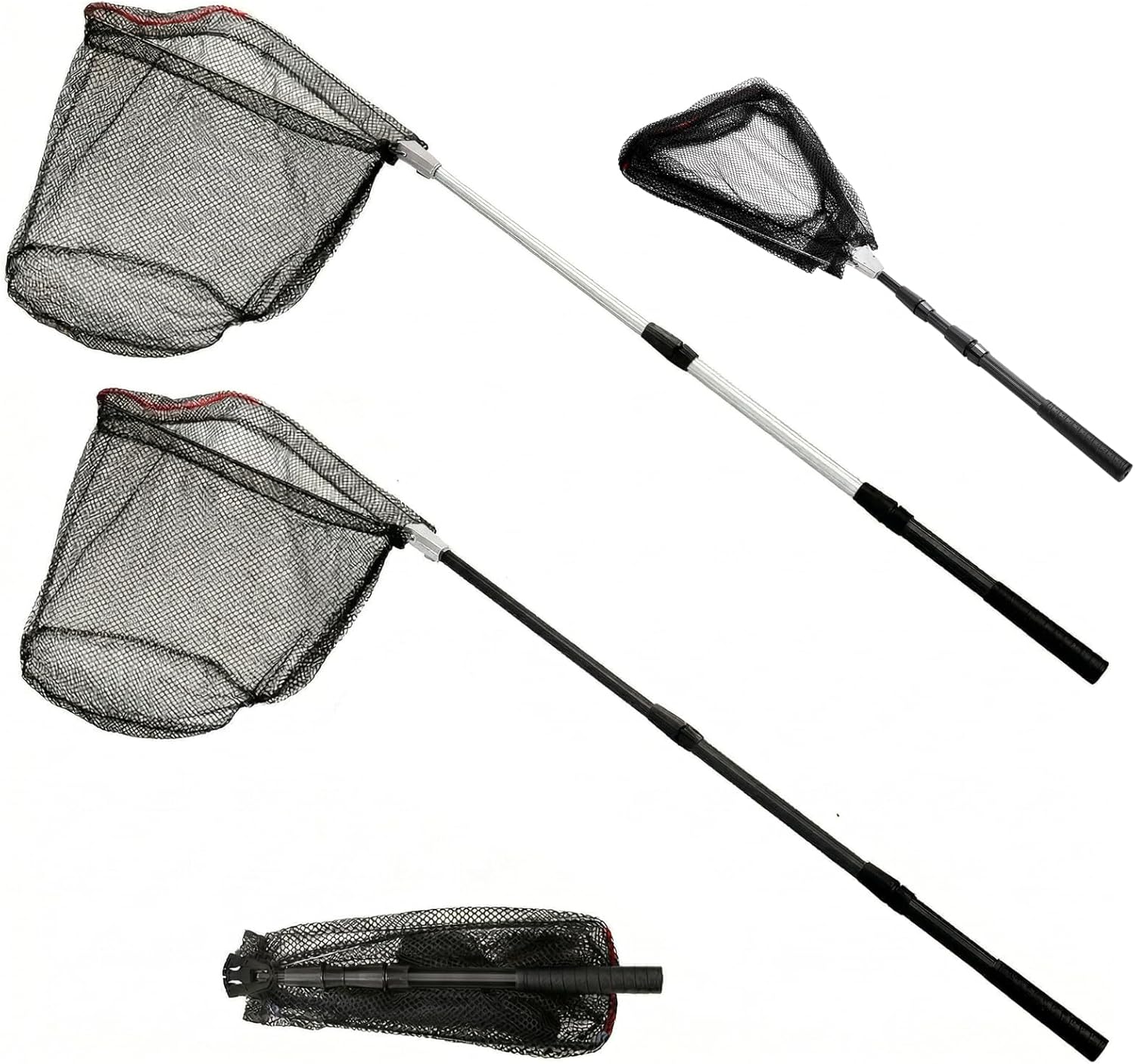 ZENFUN Fishing Net - Telescopic Pole Handle, Collapsible Nylon Mesh for Freshwater & Saltwater | Extends to 51" (Black, White)
