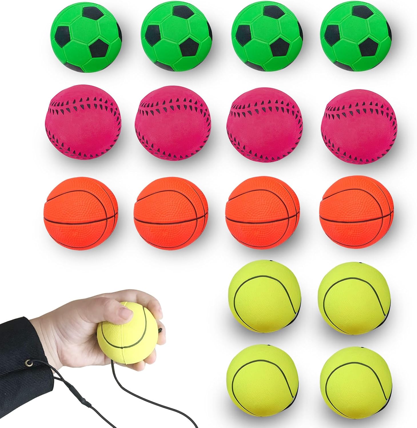 ZUYEE Wrist Return Balls - 1.85 Inch Rubber Rebound Balls for Sports | Perfect Gift for Kids
