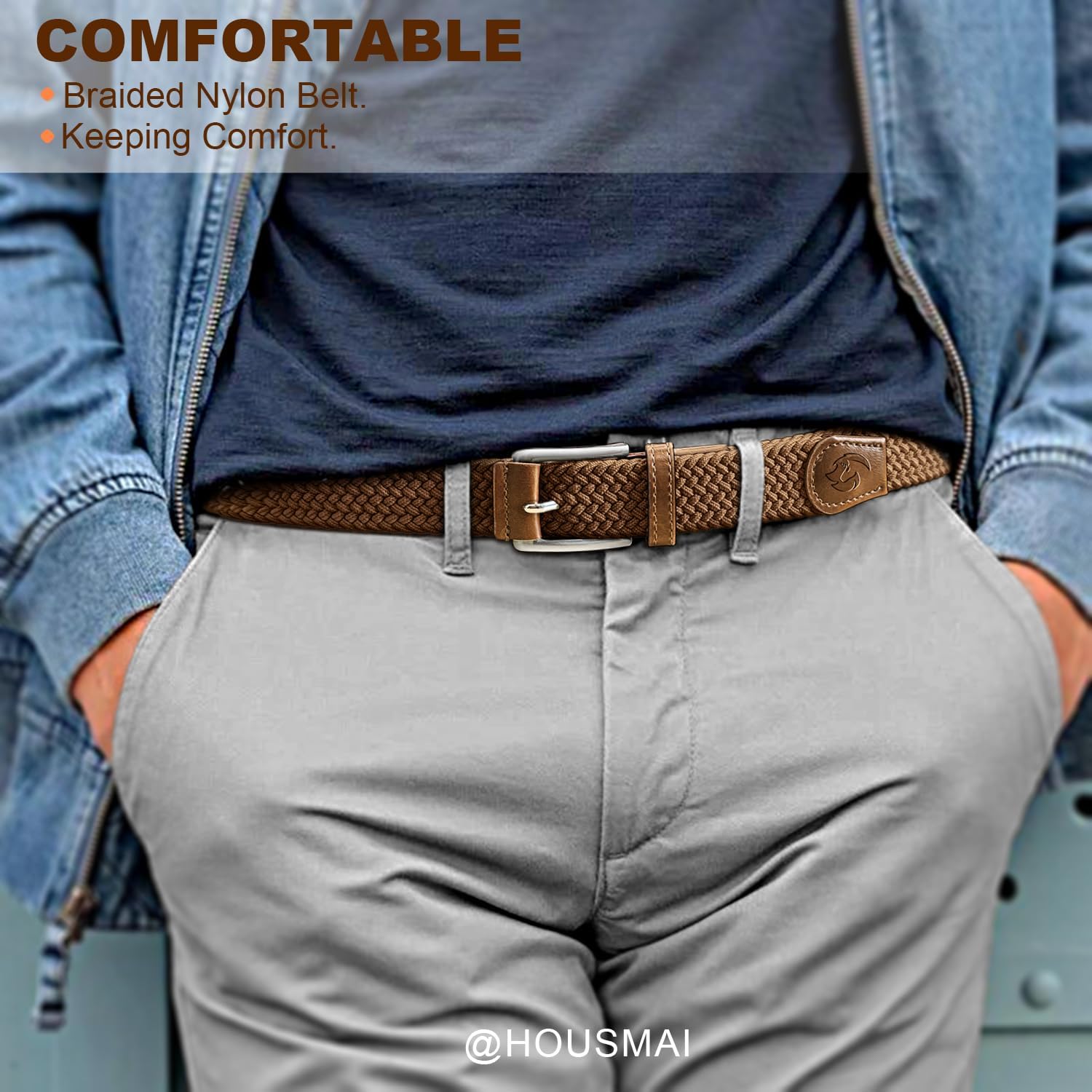 Skiennix Stretch Braided Belt for Men - Elastic Woven Golf Belt | Perfect for Jeans & Casual Wear