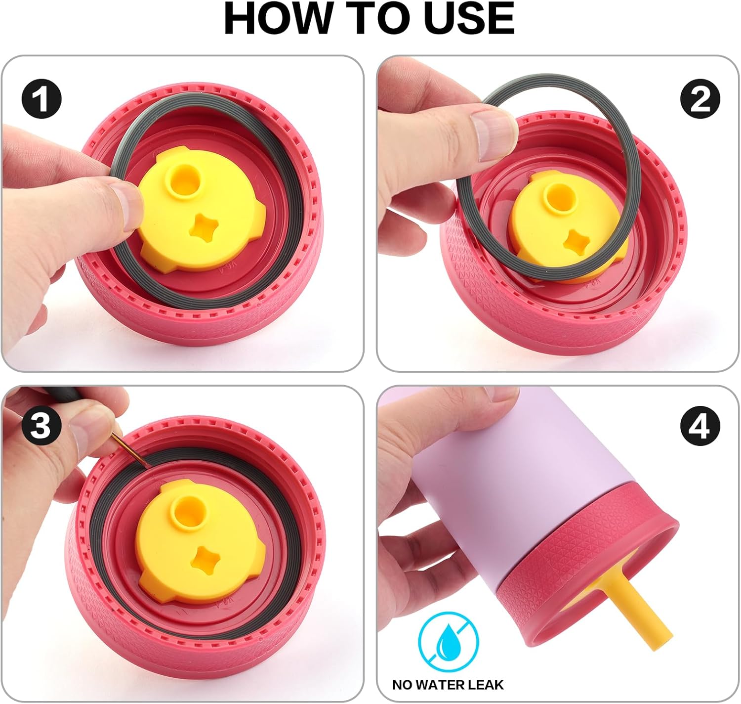 Owala Rubber Gasket Replacement | O Ring Seal for FreeSip Water Bottles & Tumblers - 4 Pack Silicone Seals