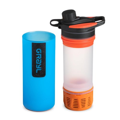 GRAYL GeoPress Water Purifier Bottle - 24 oz Filter for Hiking, Camping & Travel | Bali Blue