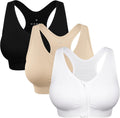Skiennix Women's Zip Front Sports Bra - Wireless Post-Surgery Support for Yoga & Fitness