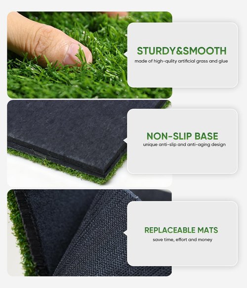 Jiskan Golf Hitting Mat System Includes Bunker, Fairway and Rough Replaceable Mat, Complete Practice Equipment Indoor and Outdoor Swing Trainer Aid Accessories Gifts for Men