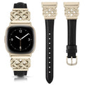 TOYOUTHS Celtic Knot Leather Band Compatible with Fitbit Versa 4/Versa 3/Fitbit Sense 2/Sense Band Women, Slim Dressy Thin Fashion Designer Premium Leather Strap for Versa 3 4 Sense 2 Smartwatch