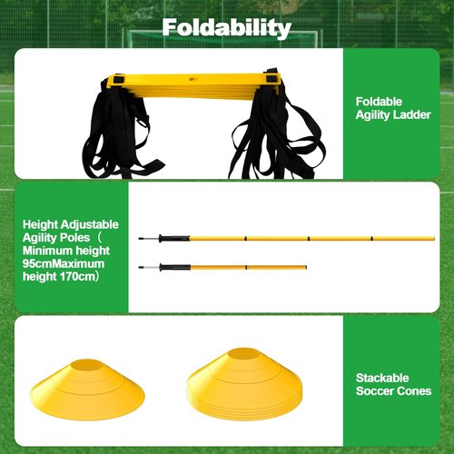 Supvision 24Pcs Soccer Agility Training Equipment Set Ultimate Agility Poles Cones Ladder More for Quick Assembly and Easy Portability Suitable for All Skill Levels Enhance Speed Agility Training