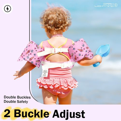 Dark Lightning Toddler Swim Vest - USCG Approved Floaties with Arm Wings for Ages 2-7 | 30-50 lbs