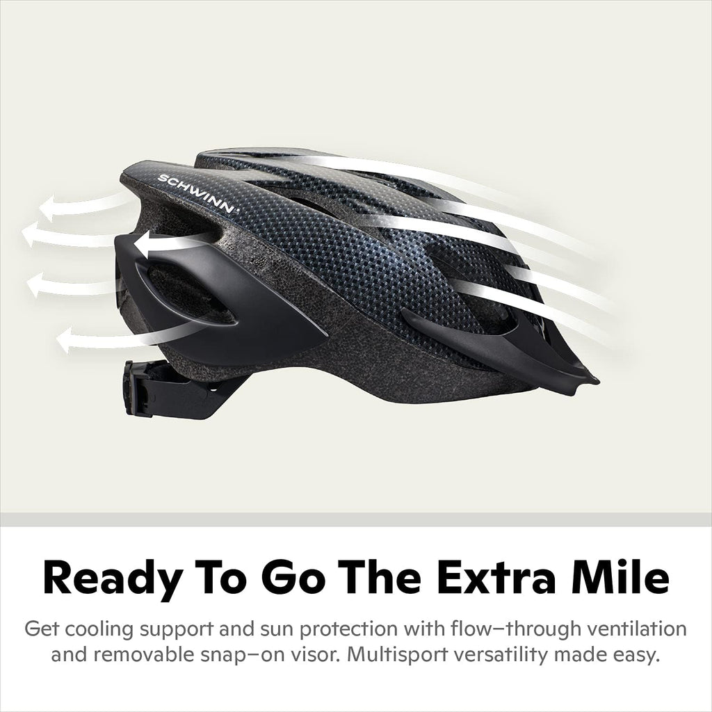 Schwinn Thrasher Adult Bike Helmet - Adjustable Fit 58-62 cm | Microshell, Air Vents & Visor