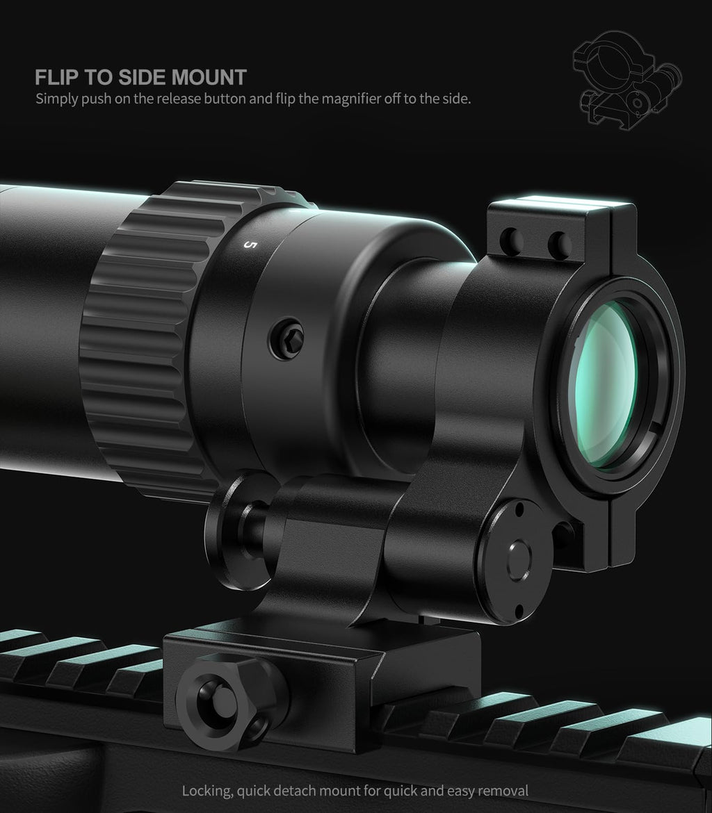 Feyachi M36 1.5X - 5X Red Dot Sight Optics Magnifier with Flip to Side Mount