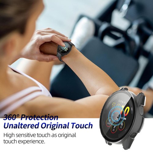 Kimiyaki 4 Pack for Garmin Forerunner 165 &165 Music Screen Protector Case [Full Coverage], Hard PC Bumper All-Around Protective Accessories for Garmin Forerunner 165 Built-in Tempered Glass Film