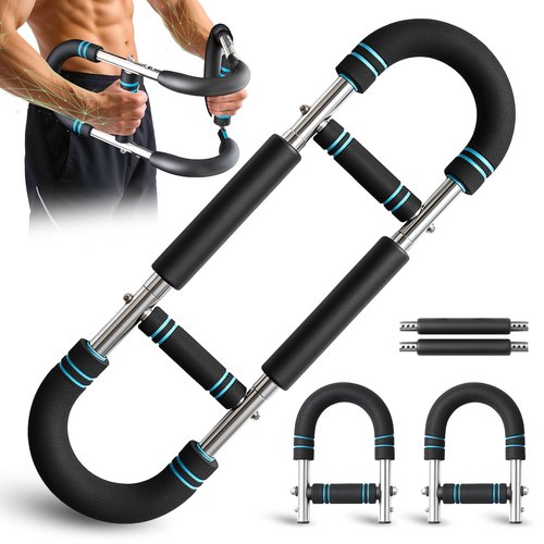 FitnessX Twister Arm Trainer, 60-100 LBS Chest Workout Equipment, Home Workout, Chest and Arm Trainer for Men, Chest Press Bar, Heavy-Duty Strength Training Equipment for Home Gym