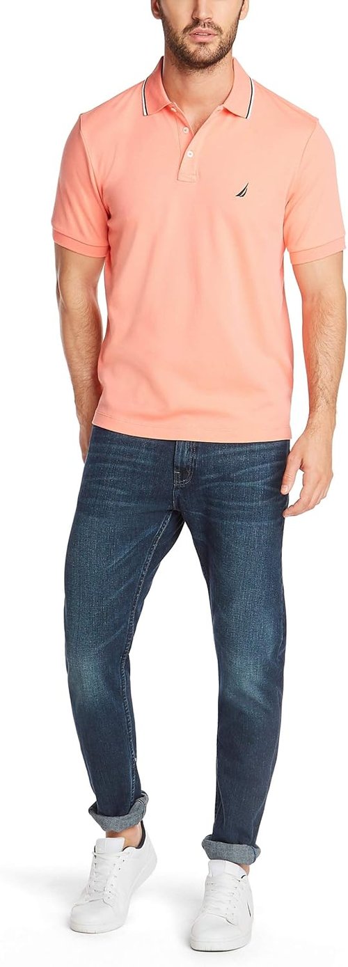Nautica Men's Classic Fit Polo Shirt - Short Sleeve with Dual Tipped Collar | Stylish & Comfortable