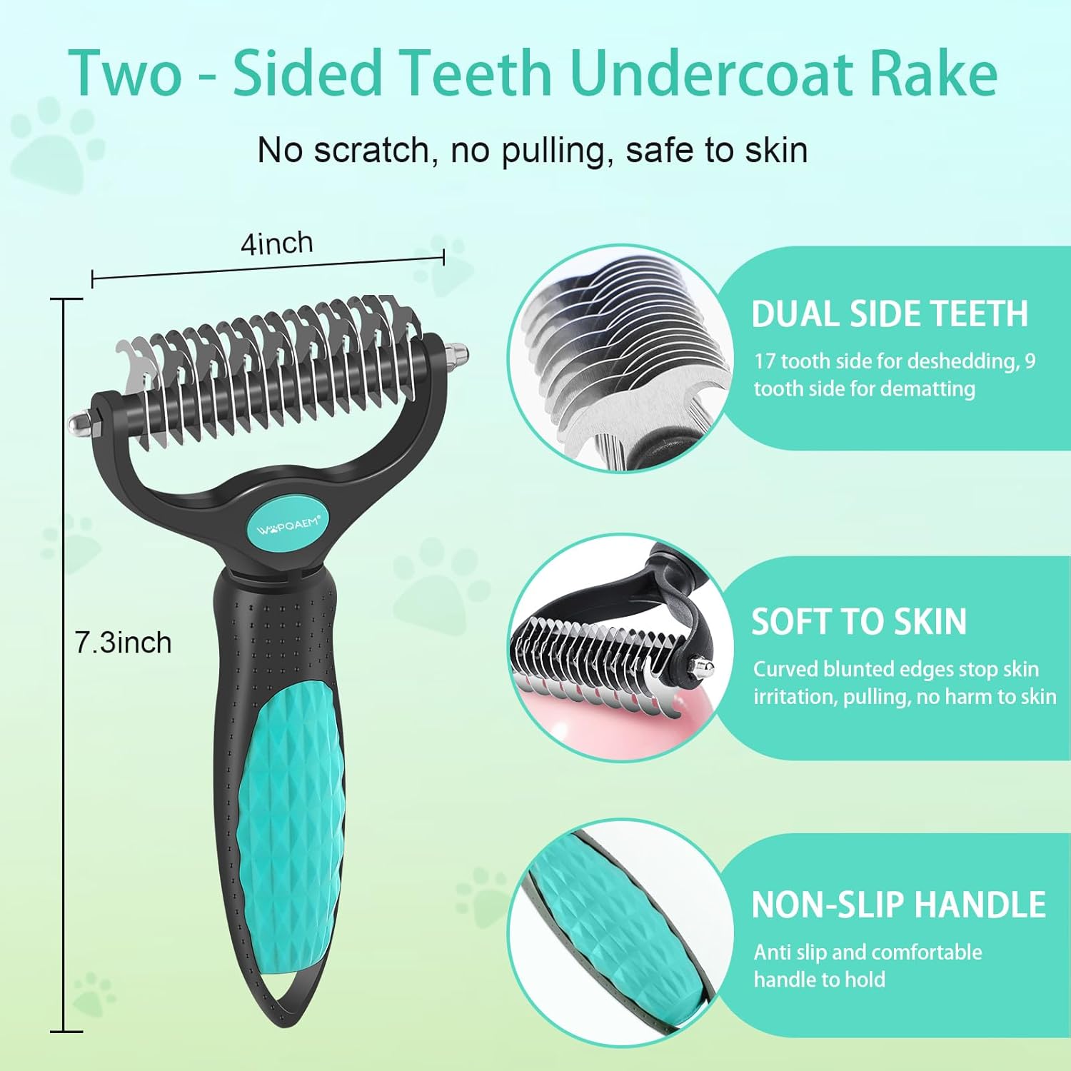 Skiennix 5-Piece Pet Grooming Set - Self-Cleaning Slicker Brush, Rake, Bath Brush & Nail Clippers for Dogs and Cats