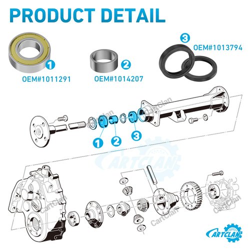 CartClan Golf Cart Rear Axle Bearing Bushing & Oil Seal Kit Suitable for 1986-2014 Club Car DS & Precedent Electric Golf Cart OEM 1011291 1014207 1013794