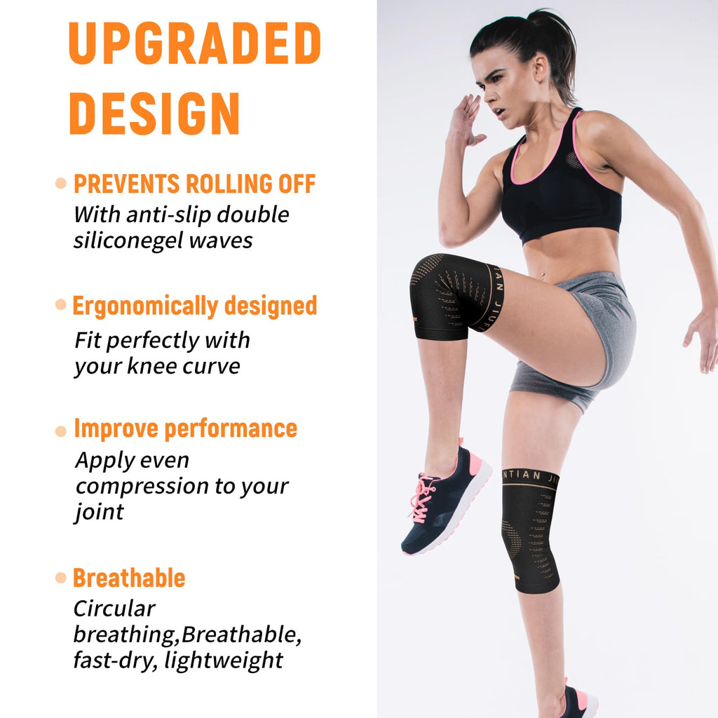 JIUFENTIAN Copper Knee Sleeve,Copper Knee Braces for Women and Men Arthritis,ACL, Tendinitis, Meniscus Tear, Joint Pain Relief, Running, Working Out, Fitness, Weightlifting (Medium)