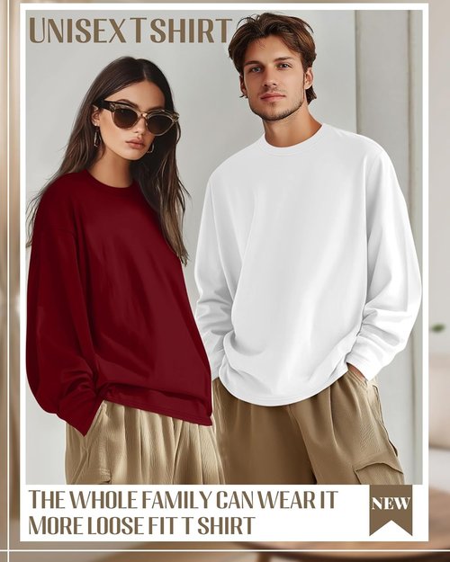 Neer Men's Big & Tall Cotton Long Sleeve Crewneck Shirts - 4 Pack Casual Tees in Plus Sizes