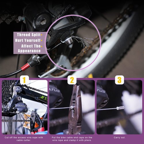 Swpeet Stainless Steel Bike Cable Cutter and Brake/Shift Cable Kit with Crimp Terminals and End Caps