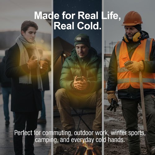Handy Heater Hand Warmers Ultra - Rechargeable & Cordless with 3 Heat Settings - Portable, Battery Powered, Lightweight - Up To 7 Hours of Run Time Per Warmer - Cold Weather & Camping Hand Heater