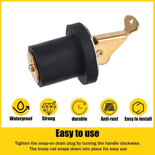 4pcs Boat Plugs 3/4in, Brass Boat Bait Well Drain Plug with Rubber Snap Lock for Yacht Kayak Fishing Bait Tank Livewell & Marine Applications
