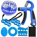 Qishangnana Hand Grip Strengthener Workout Kit (8 Pack) Forearm Grip Adjustable Resistance Hand Gripper, Finger Stretcher, Finger Exerciser, Grip Ring，Gyro Ball (blue)