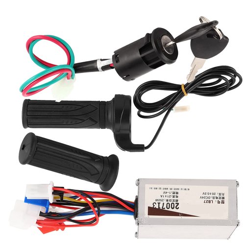POENVFPO 24V 250W Electric Scooter Speed Controller Kit with Handle Throttle Twisting Grip Lock Key Accessory