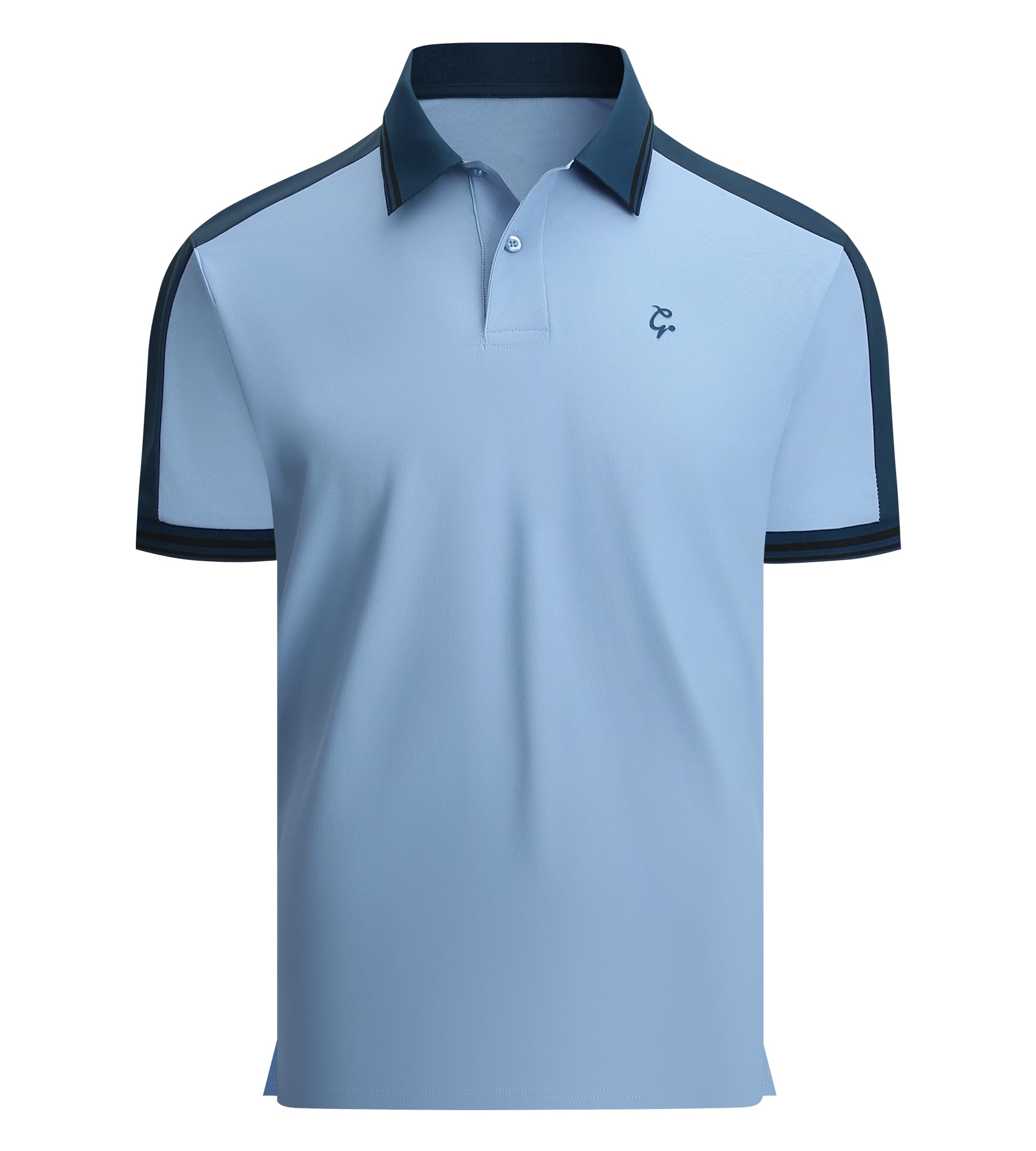 Alex Vando Men's Golf Polo Shirt Short Sleeve – Performance Stretch Nylon Pique Polo Shirts for Golf, Sports & Casual Wear,Blue,M