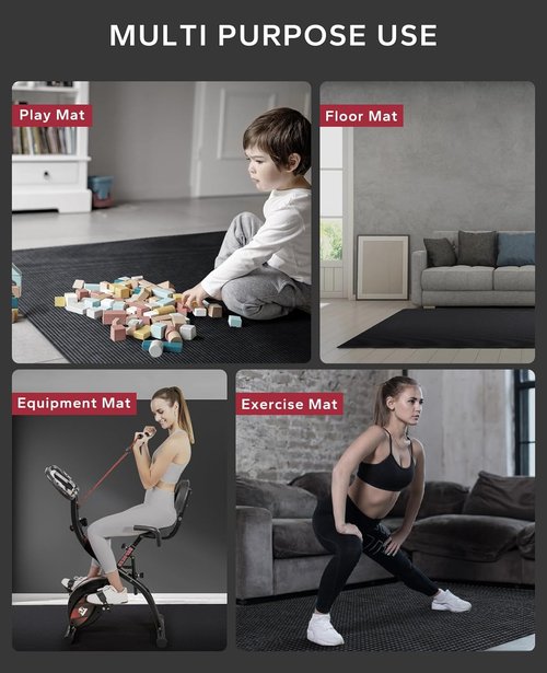 HAPBEAR Extra Large Exercise Mat - Non-Slip, Ultra Durable 8mm Thick Workout Mat for Home Gym | 7'x5', 6'x8', 6'x9', 6'x10', 6'x12'