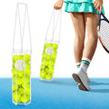 HolyMaji Cylindrical Tennis Ball Hopper Collector Pickleball Balls Retriever Basket Tennis Ball Picker Upper for Easy Picking and Storage Metal Container Holds 24 Tennis Balls Training Caddy (White)