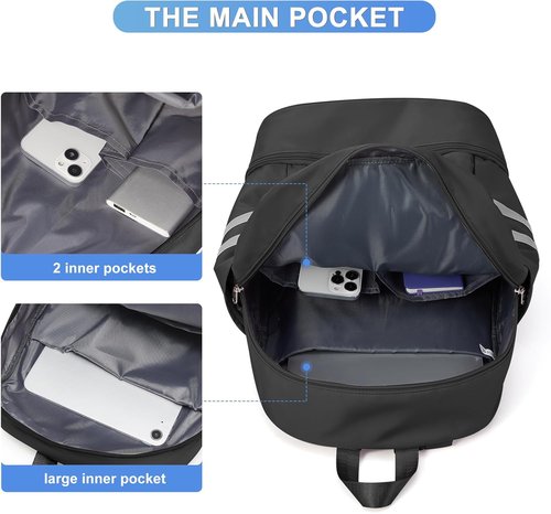 Coofay Gym Backpack - Waterproof Women's Travel Bag with Shoe Compartment | Lightweight Black Design