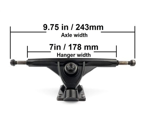 VJ Longboard Skateboard Trucks, 7inch 178mm, 50º Bases, Reverse Kingpin for Downhill, Pintail and Freeride (Set of 2) (Black)