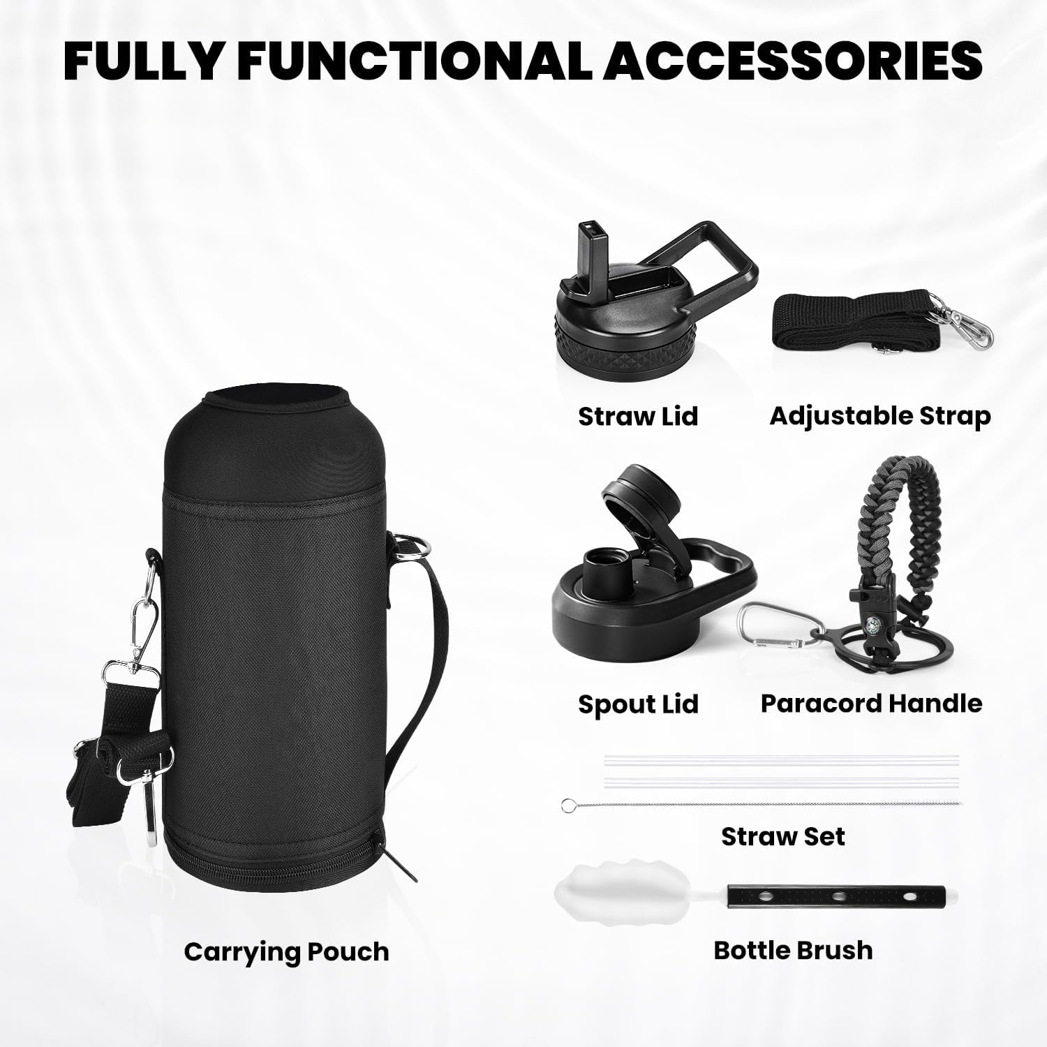 Skiennix Insulated Water Bottle - 32 Oz Triple Wall Vacuum Stainless Steel | Cold for 48 Hrs, Leak Proof, Dark Grey