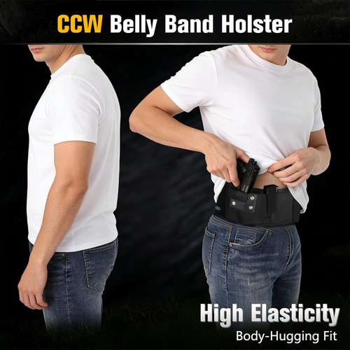 FINPAC Belly Band Holster - Concealed Carry Gun Holster for Men & Women | Adjustable Fit for Glock 43x, 17, 19, 42