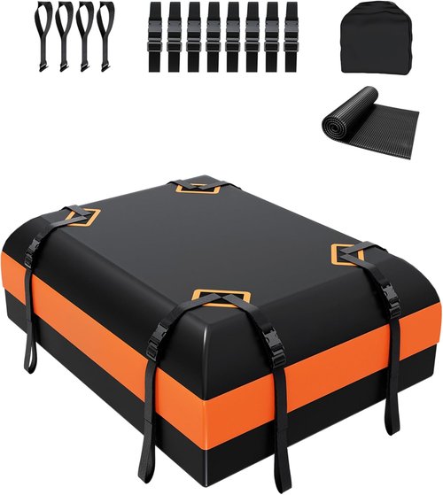 DEEAGLE Rooftop Cargo Carrier - 15 Cubic Feet Waterproof Soft Bag for Vehicles Without Roof Rack | Non-Slip Mat & 8 Straps