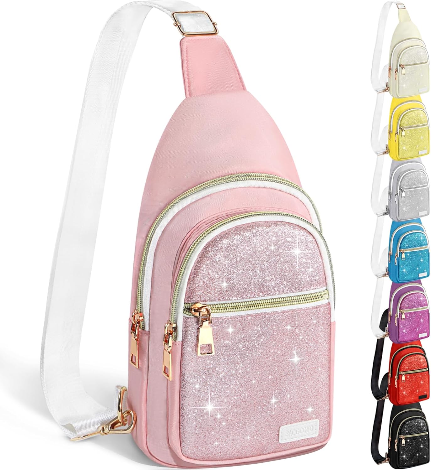 Skiennix Sling Bag - Glitter Crossbody Mini Hiking Daypack | Casual Chest Shoulder Bag for Travel