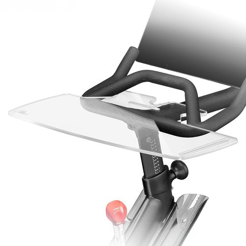 TFD The Sidewinder+ for Peloton Bike+ Only, Flat Acrylic Desk Tray with Extended Side Workspace, Phone and Pen Holders, Laptop and Tablet Tray for Work or Reading While Riding, Clear