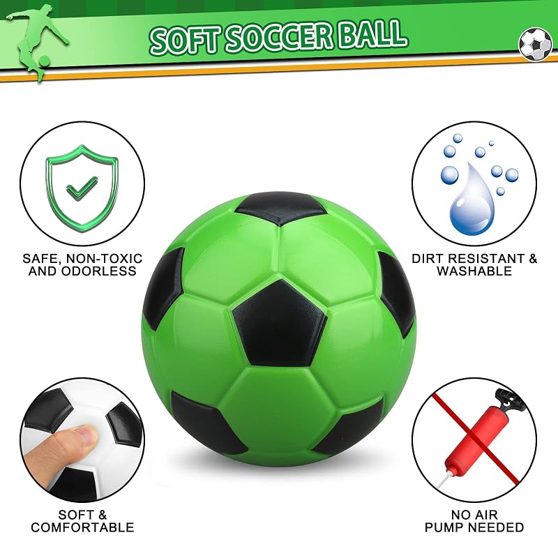 5-Inch Foam Mini Soccer Ball, No-Inflation Indoor Ball - Multicolor