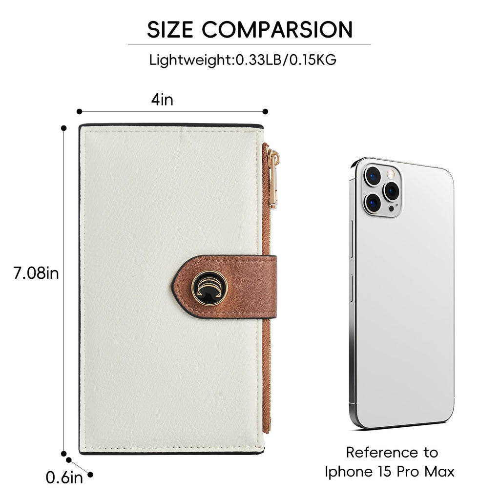 CLUCI Wallet for Women Leather Slim Womens Wallet RFID Blocking Bifold Credit Card Holder with Zipper Pocket