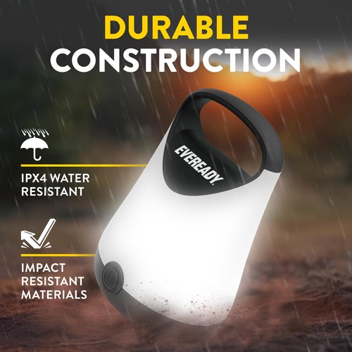 Eveready LED Camping Lantern X-250 (2-Pack), Super Bright Tent Lights, Rugged Water Resistant LED Lanterns, 100 Hour Run-time (Batteries Included), Black