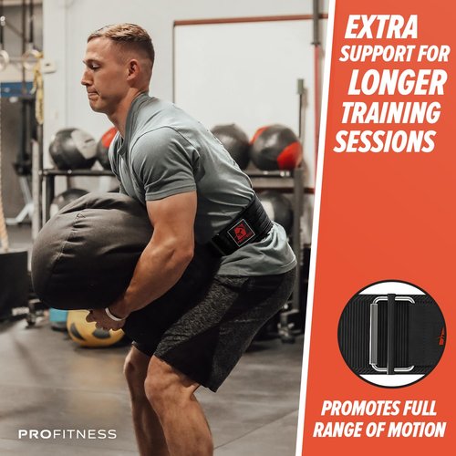 ProFitness 4 Inch Wide Weight Lifting Belt | Workout Belt - Men's Lifting Belt (Black/Red, X-Large)