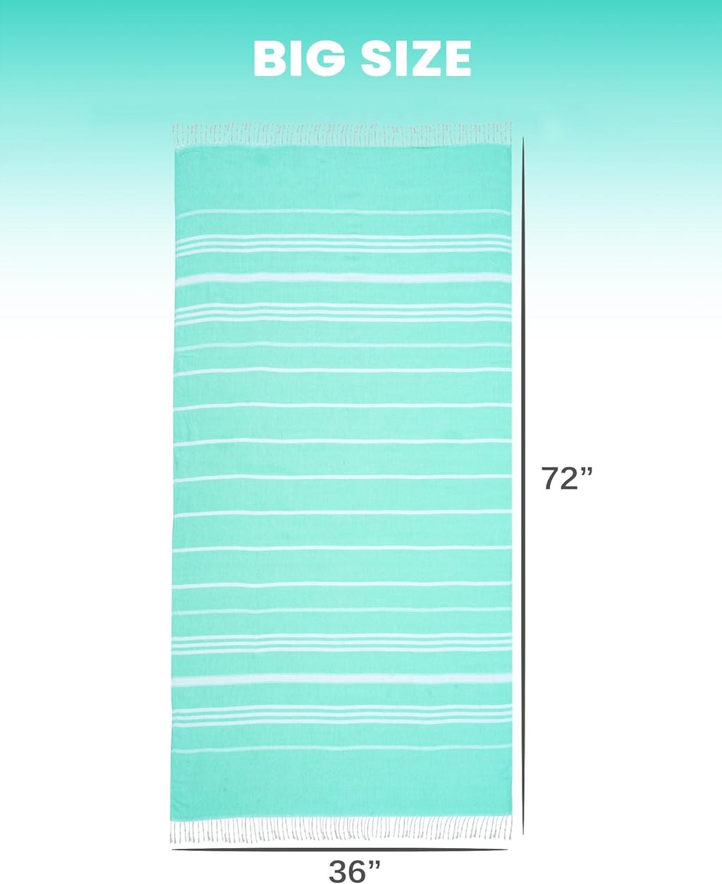 Skiennix Oversized Turkish Beach Towel Set - 6 Pack Extra Large Quick Dry Sand-Free Essentials