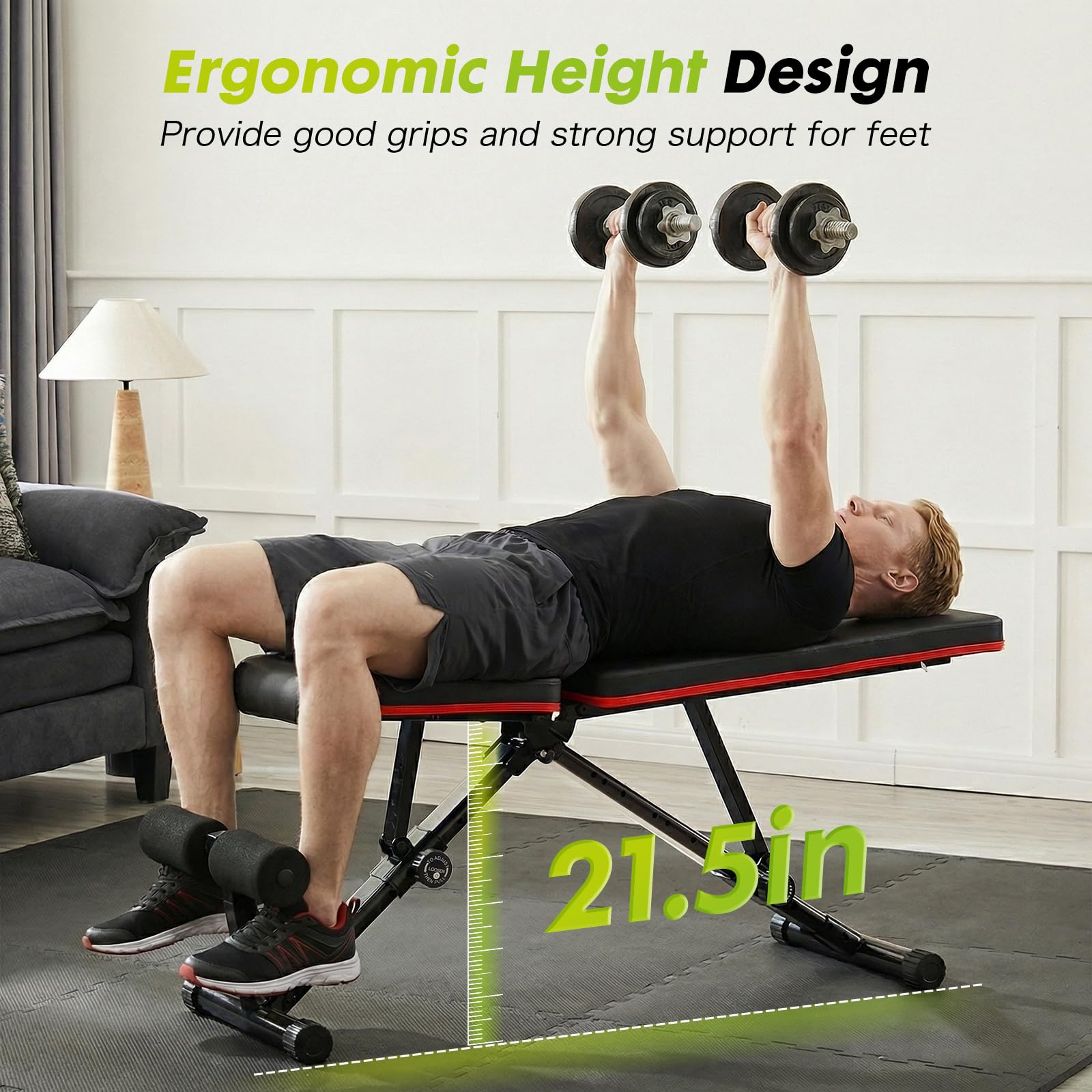 OLIXIS Adjustable Weight Bench for Full Body Strength Training, Foldable Workout Bench with Incline Decline Flat Positions, 795 lbs Capacity Dumbbell for Home Gym, Sit Up and Ab Exercises