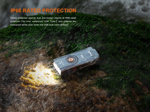 Fenix E06R 700 Lumen 3-in-1 EDC Keychain Flashlight, USB-C Rechargeable, Includes UV Light and Lumentac Organizer (Grey)