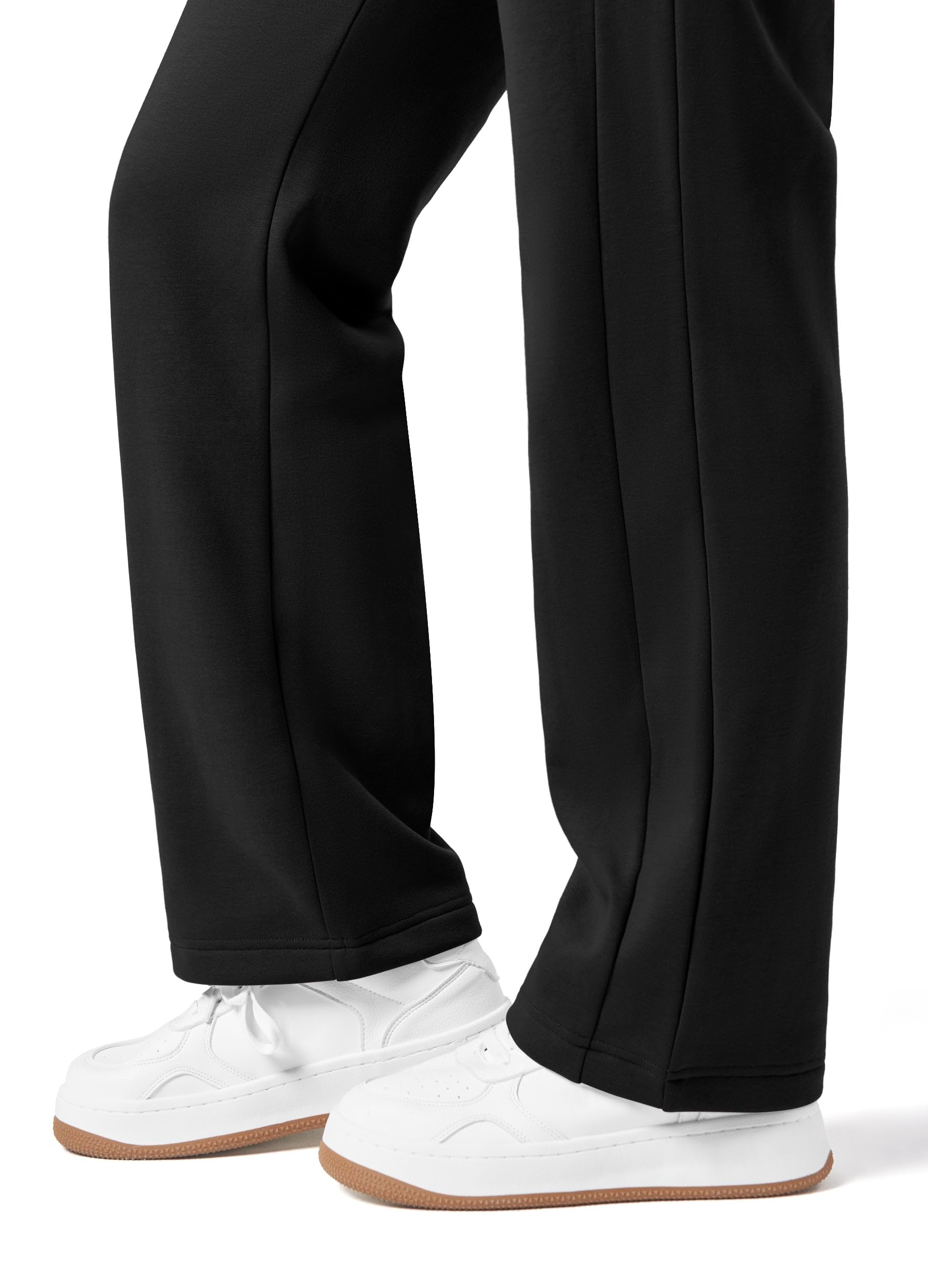 Willit Womens Fleece Lined Sweatpants Cotton Straight Leg Sweat Pants Winter Running Casual Yoga Lounge Workout Pockets 31'' Black Medium