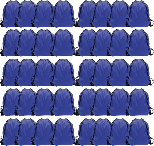 GoodtoU Drawstring Backpack - 48 Pcs Blue Drawstring Bags for Gym & Travel Use