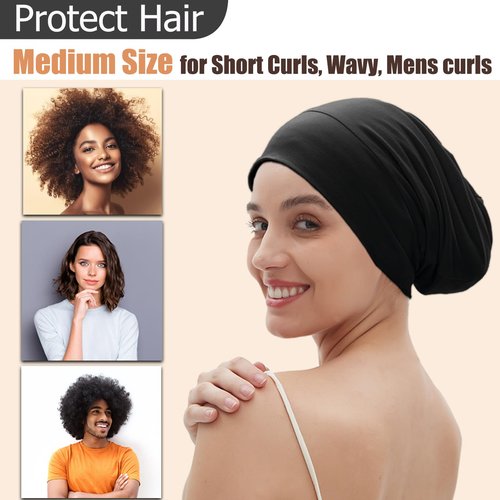 2pcs Sleep Cap Bonnet for Sleeping, Adjustable Cooling Ice Silk Lined Hair Bonnets for Natural Curly Braids Beanie Hat Women Men