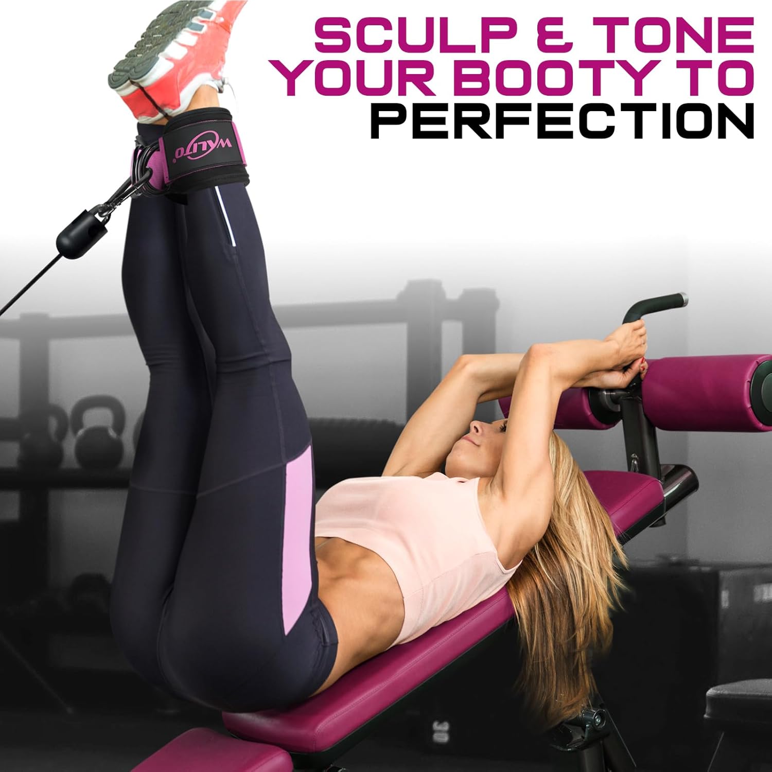 WALITO Gym Ankle Straps - Adjustable Cable Machine Accessories for Glute Kickbacks & Leg Workouts